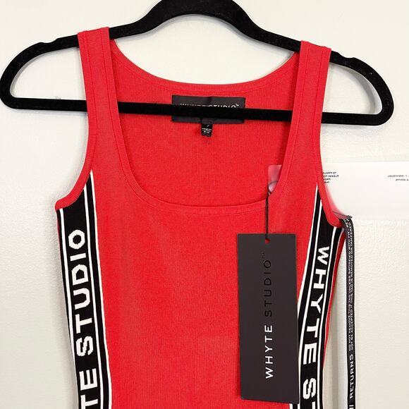 Whyte Studio Women's Red Stretchy Fit Sleeveless Bodycon Midi Dress Size S/M NWT - Picture 3 of 11